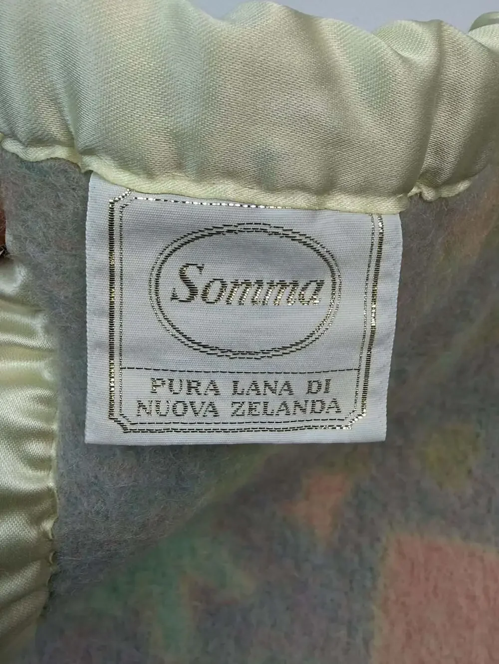 Vintage Somma Noah's Ark Baby Blanket Pure New Wool Satin Trim Italy 36 x 48”
